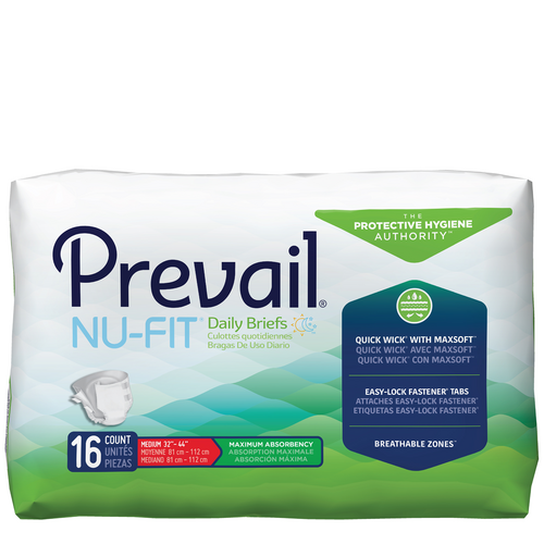 Prevail Nu-Fit Incontinence Adult Briefs for Men & Women
