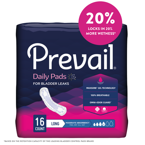 Prevail Incontinence Bladder Control Pads for Women, Moderate Absorbency