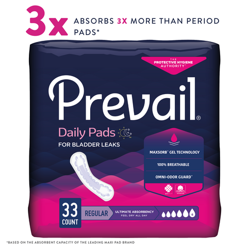 Prevail Incontinence Bladder Control Pads for Women, Ultimate Absorbency