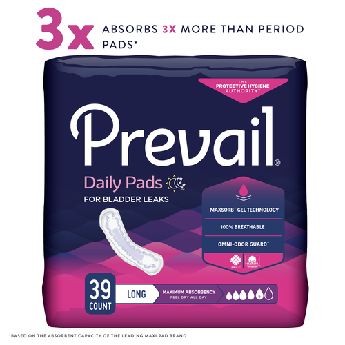 Prevail Incontinence Bladder Control Pads for Women, Maximum Absorbency
