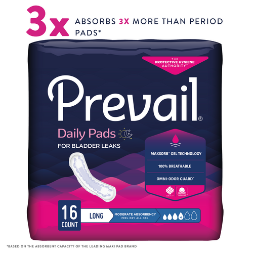 Prevail Incontinence Bladder Control Pads for Women, Moderate Absorbency