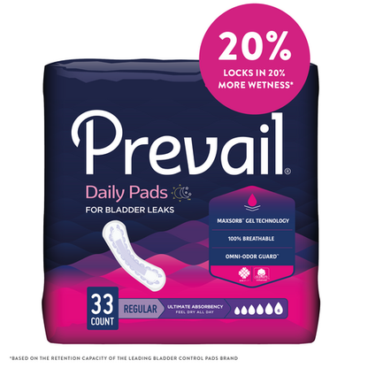 Prevail Incontinence Bladder Control Pads for Women, Ultimate Absorbency